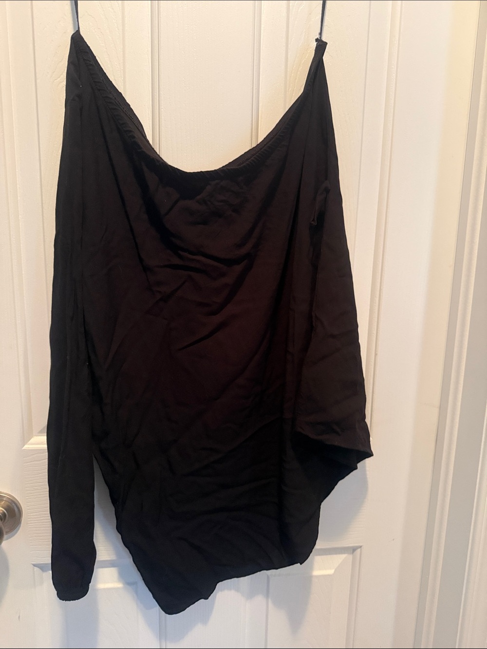 Black Women's Asymmetrical Blouse/tunic- Classic Black one shoulder 100% rayon